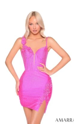Amarra Short Party Dress 88981 -SIMPLY DRESS SALE 88981BrightPink a