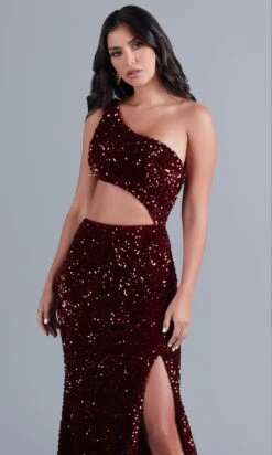 Dark Red Sequin Prom Dress With Side Cut-Out -SIMPLY DRESS SALE 8 PY6003 7 crop