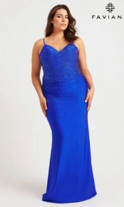 Faviana Long Plus-Size Formal Dress 9555 7 Faviana Long Plus-Size Formal Dress 9555 -SIMPLY DRESS SALE 9555 ROYAL SIDE long prom dress