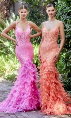 Andrea & Leo Long Formal Dress A1116 -SIMPLY DRESS SALE A1116 HOTPINK NEONORANGE
