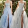 Andrea & Leo Long Formal Dress A1141 -SIMPLY DRESS SALE A1141 BLUE SILVER