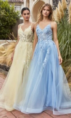 Andrea & Leo Long Formal Dress A1191 -SIMPLY DRESS SALE A1191 paris blue yellow