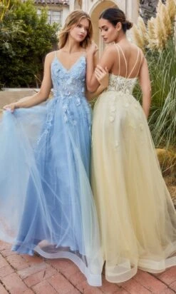 Andrea & Leo Long Formal Dress A1191 -SIMPLY DRESS SALE A1191 paris blue yellow 2