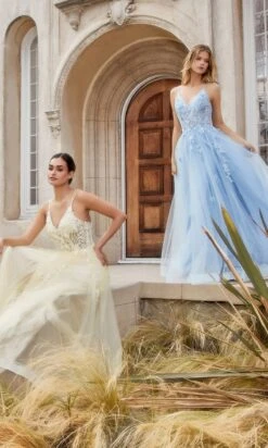 Andrea & Leo Long Formal Dress A1191 -SIMPLY DRESS SALE A1191 paris blue yellow 3