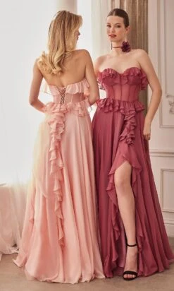 Formal Long Dress A1341 By Andrea And Leo -SIMPLY DRESS SALE A1341 blush rosewood 2