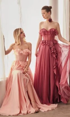 Formal Long Dress A1341 By Andrea And Leo -SIMPLY DRESS SALE A1341 blush rosewood 3