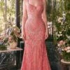 Andrea And Leo Long Formal Dress A1363 -SIMPLY DRESS SALE A1363 CORAL front long prom dresses