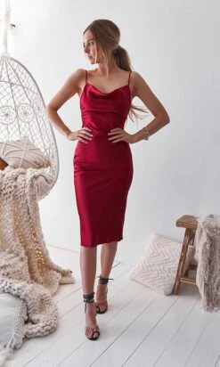 Aspen By Velvi Knee Length Cocktail Dress 31 Aspen By Velvi Knee Length Cocktail Dress -SIMPLY DRESS SALE Aspen Deep Red 1