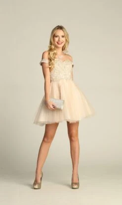 Chicas Short Party Dress C314 -SIMPLY DRESS SALE C314CHAMPAGNE 9