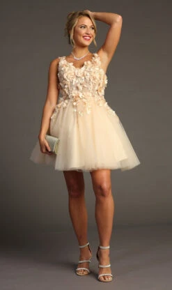 Chicas Short Party Dress C321 -SIMPLY DRESS SALE C321CHAMPAGNE 15