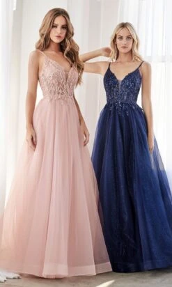 Ladivine Long Formal Dress CD0154 -SIMPLY DRESS SALE CD0154 blush navy