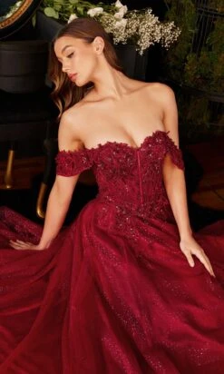 Long Formal Dress CD0198 By Ladivine -SIMPLY DRESS SALE CD0198 BURGUNDY 1
