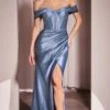 Ladivine Long Formal Dress CD370 2 Ladivine Long Formal Dress CD370 -SIMPLY DRESS SALE CD370 SMOKY BLUE FRONT