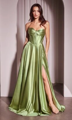 Ladivine Long Formal Dress CD378 -SIMPLY DRESS SALE CD378 GREENERY FORNT