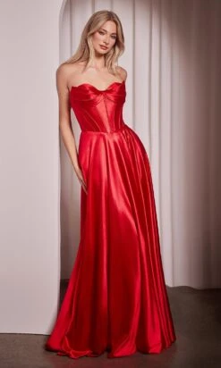 Ladivine Long Formal Dress CD378 -SIMPLY DRESS SALE CD378 RED FRONT