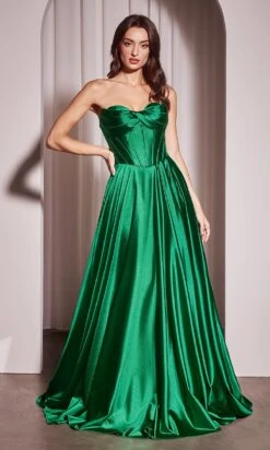 Ladivine Long Formal Dress CD378 -SIMPLY DRESS SALE CD378 emerald FRONT