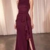 Ladivine Long Formal Dress CH377 -SIMPLY DRESS SALE CH377 BURGUNDY