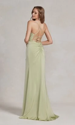 Strappy-Back Cowl-Neck Long Prom Dress E1068 -SIMPLY DRESS SALE E1068 SAGE 3
