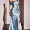 Ladivine Long Formal Dress J877 -SIMPLY DRESS SALE J877 smoky blue FRONT