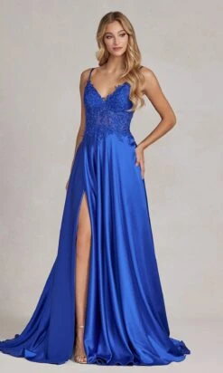 Long A-Line Prom Dress With Sheer-Lace Bodice -SIMPLY DRESS SALE K1121 ROYALBLUE 1