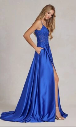 Long A-Line Prom Dress With Sheer-Lace Bodice -SIMPLY DRESS SALE K1121 ROYALBLUE 2