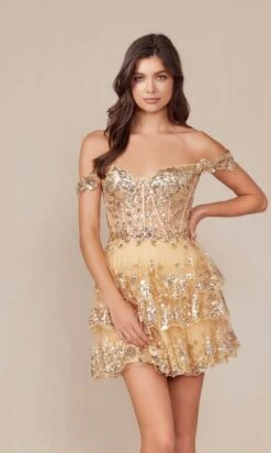 Nox Anabel Short Party Dress K856 15 Nox Anabel Short Party Dress K856 -SIMPLY DRESS SALE K856 GOLD 4 crop