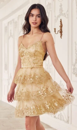 Ladivine Short Party Dress Kv1090 -SIMPLY DRESS SALE KV1090 gold