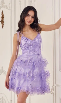 Ladivine Short Party Dress Kv1090 -SIMPLY DRESS SALE KV1090 lavender