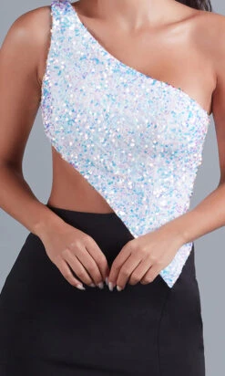 One-Shoulder Black And White Long Formal Dress 9 One-Shoulder Black And White Long Formal Dress -SIMPLY DRESS SALE PY6010 5 crop