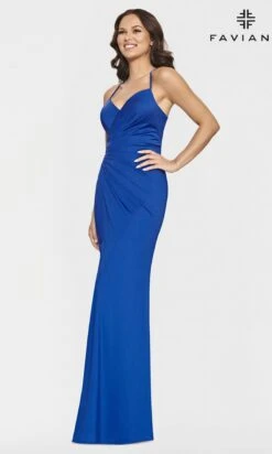 Lace-Up-Back Faviana Hot Pink Long Prom Dress -SIMPLY DRESS SALE S10644 ROYAL SIDE