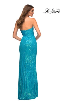 Draped La Femme Strapless Long Sequin Prom Dress 11 Draped La Femme Strapless Long Sequin Prom Dress -SIMPLY DRESS SALE aqua dress LF 22 30497 b