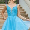 Sequin-Bodice Glitter Short Prom Dress -SIMPLY DRESS SALE bahama blu dress DQ 21 3266 a
