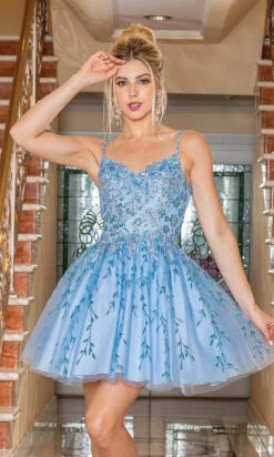 Spaghetti Strap Embroidered Short Party Dress -SIMPLY DRESS SALE bahama blu dress DQ 21 3278 a