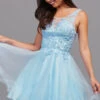Babydoll Sleeveless Embroidered Short Prom Dress -SIMPLY DRESS SALE bahama blu dress DQ 21 3304 c
