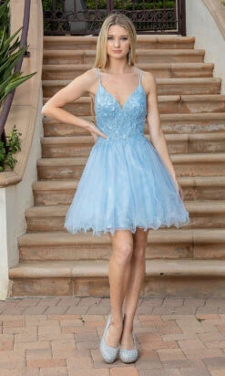 Beaded-Bodice Short Baby Doll Party Dress -SIMPLY DRESS SALE bahama blu dress DQ 22 3316 a