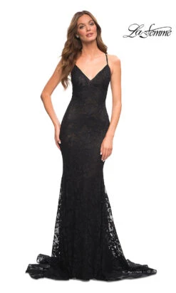 La Femme Open-Back V-Neck Long Lace Prom Dress 8 La Femme Open-Back V-Neck Long Lace Prom Dress -SIMPLY DRESS SALE black dress LF 22 30511 a