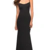 La Femme Long Simple Prom Dress With Scoop Back -SIMPLY DRESS SALE black dress LF 22 30541 a