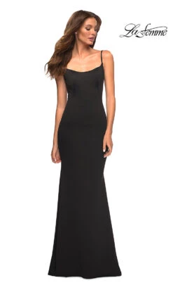 La Femme Long Simple Prom Dress With Scoop Back