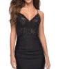 Sheer Lace-Bodice Black Cocktail Dress -SIMPLY DRESS SALE black dress LF 22 30916 a