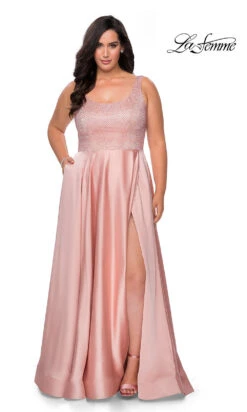 Long La Femme Plus-Size Prom Dress With Pockets 7 Long La Femme Plus-Size Prom Dress With Pockets -SIMPLY DRESS SALE blush dress LF 21 P28879 a