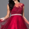 Embroidered Short Babydoll Formal Homecoming Dress -SIMPLY DRESS SALE burgundy dress DQ 9489 a