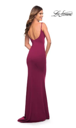La Femme Long Simple Prom Dress With Scoop Back 13 La Femme Long Simple Prom Dress With Scoop Back -SIMPLY DRESS SALE burgundy dress LF 22 30541 b