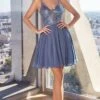 Short Party Dress CD0226 By Ladivine -SIMPLY DRESS SALE cd0226 smoky blue