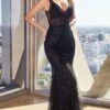 Formal Long Dress Cd0232 By Ladivine -SIMPLY DRESS SALE cd0232 black