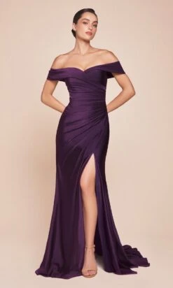 Ladivine Long Formal Dress CD790 -SIMPLY DRESS SALE cd790 eggplant front