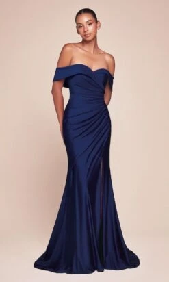 Ladivine Long Formal Dress CD790 -SIMPLY DRESS SALE cd790 navy front