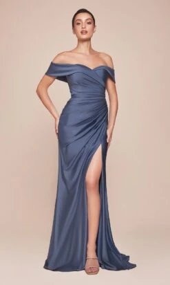 Ladivine Long Formal Dress CD790 -SIMPLY DRESS SALE cd790 smoky blue