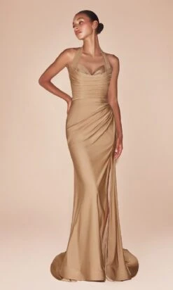 Ladivine Long Formal Dress CD796 -SIMPLY DRESS SALE cd796 nude gold 1