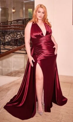 Long Plus-Size Formal Dress Ch079C By Ladivine -SIMPLY DRESS SALE ch079c burgundy