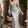 Long Formal Dress CM319 By Ladivine -SIMPLY DRESS SALE cm319 silver 1 1
